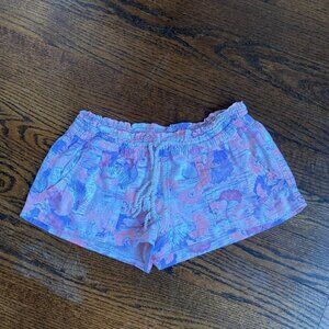 ROXY Beach pastels shorts size large with rope pull tie waist